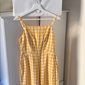 Yellow checkered wide leg jumpsuit